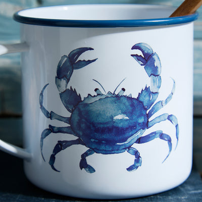 Coastal Enamel Mug with Sea Life Design