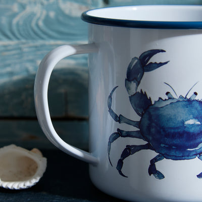 Coastal Enamel Mug with Sea Life Design