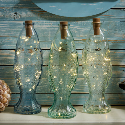 Glass Fish-Shaped LED Bottle Light with Cork