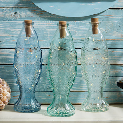 Glass Fish-Shaped LED Bottle Light with Cork