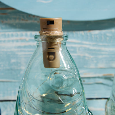 Glass Fish-Shaped LED Bottle Light with Cork
