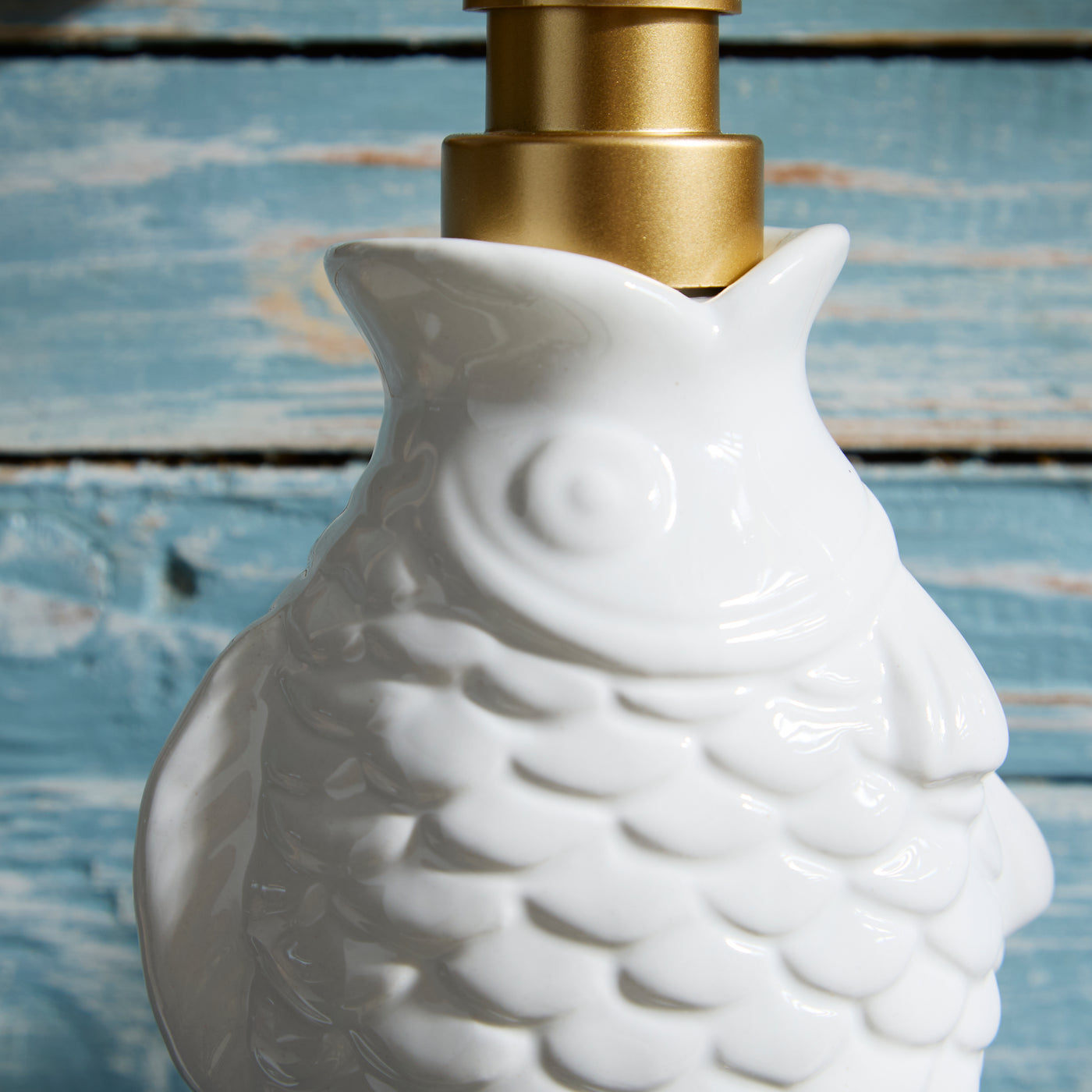 Ceramic Fish Soap Dispenser with Gold Pump