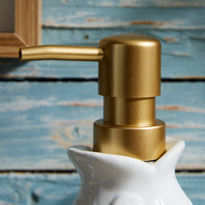 Ceramic Fish Soap Dispenser with Gold Pump