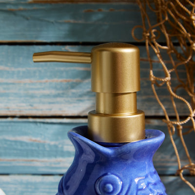 Ceramic Fish Soap Dispenser with Gold Pump
