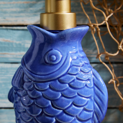 Ceramic Fish Soap Dispenser with Gold Pump