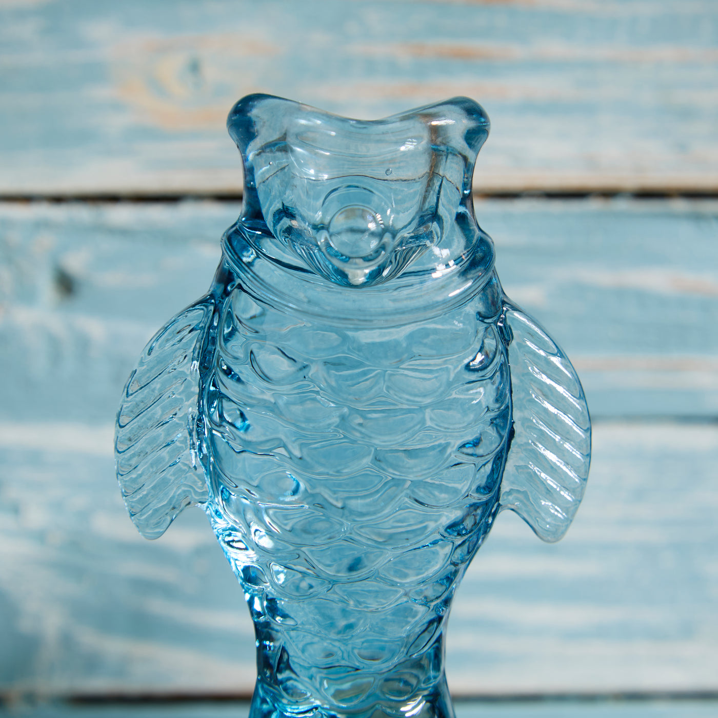 Pair of Dark Blue Glass Fish Candle Holders - Coastal-Inspired Home Accent