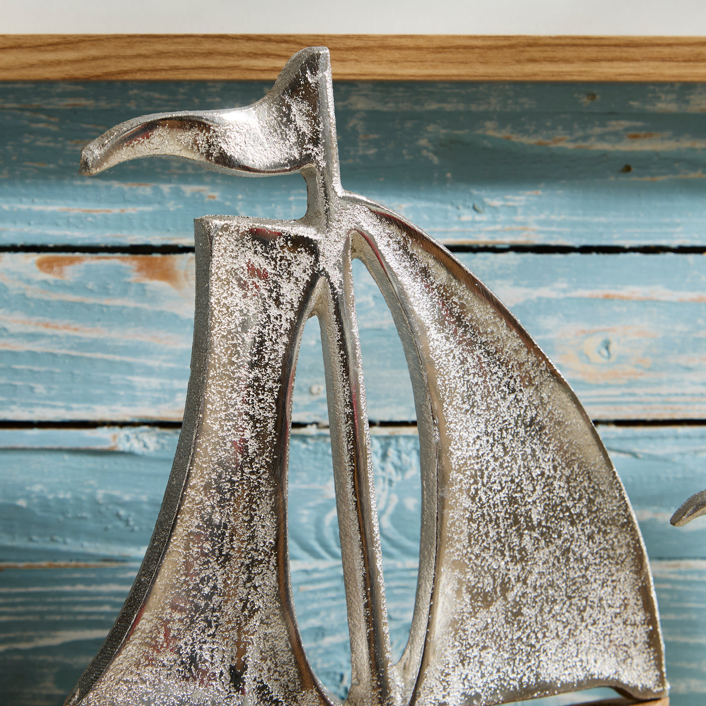 Wood & Metal Sailboat Ornament – Nautical Coastal Decor