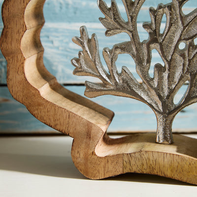 Wood & Metal Coral in Shell Ornament – Coastal Nautical Decor