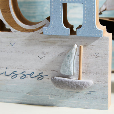 Wooden Nautical BEACH Sign with Sailing Boat - Sandy toes