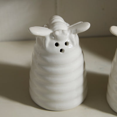 Ceramic Beehive Salt & Pepper Shaker Set with Cream Glaze