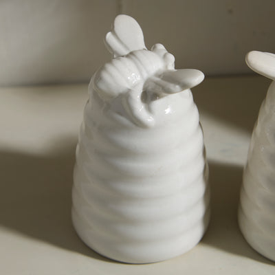 Ceramic Beehive Salt & Pepper Shaker Set with Cream Glaze