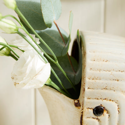 Ceramic Whale Jug Vase – Coastal Blue Glazed Ornament
