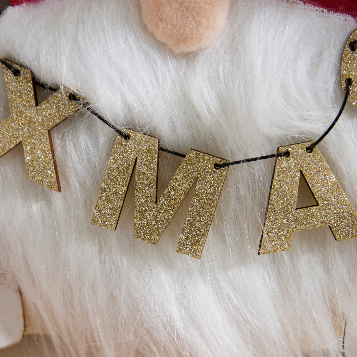 Wooden Hanging Christmas Gonk with XMAS Garland