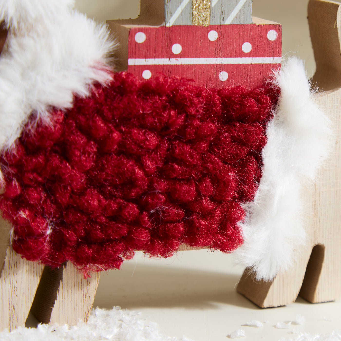 Festive Wooden Dachshund with Santa Hat and Presents