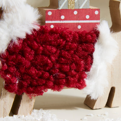 Festive Wooden Dachshund with Santa Hat and Presents