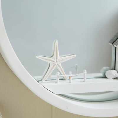 Cream Round Nautical Lighthouse Mirror – Coastal Wall Mirror with Seaside Scene