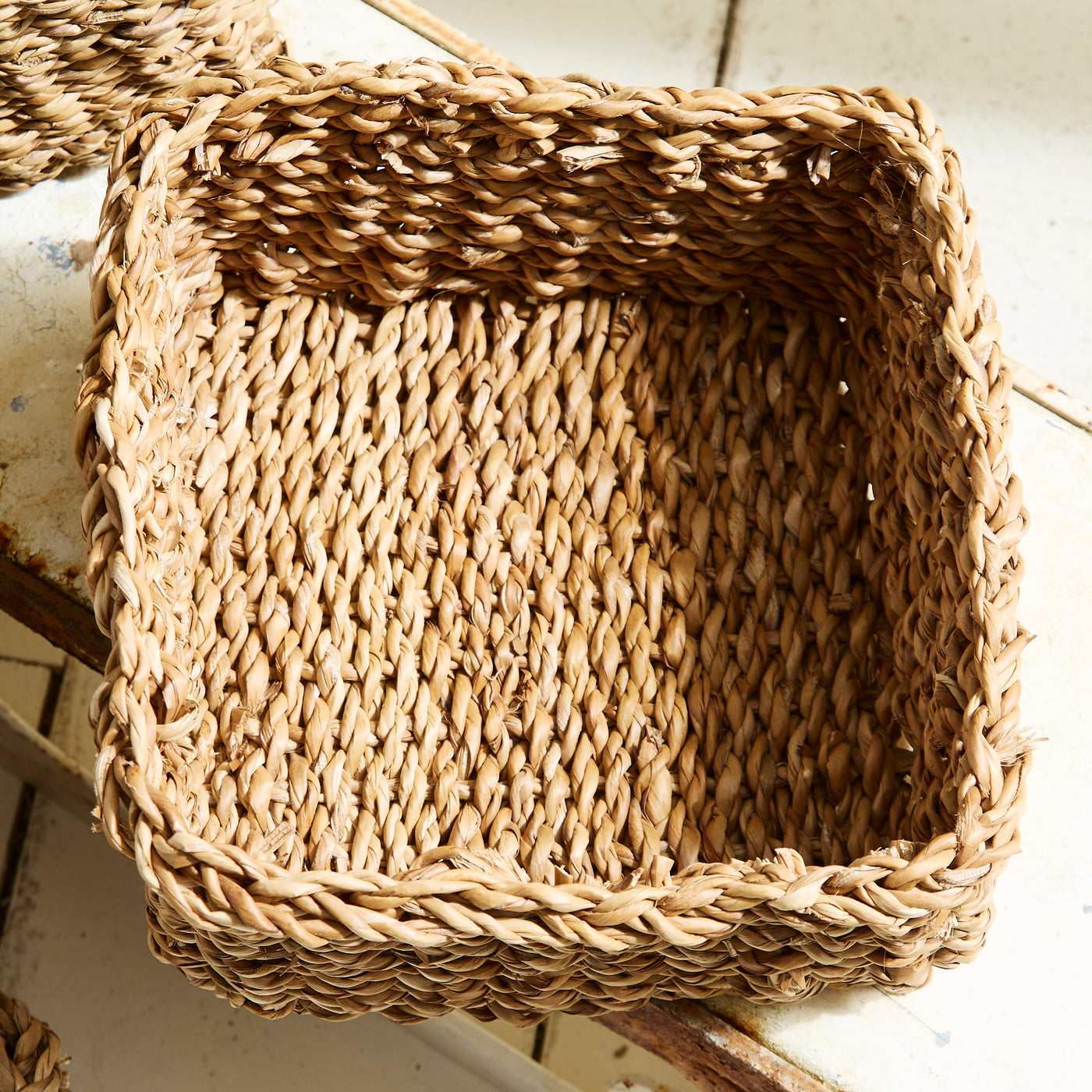 Handwoven Natural Seagrass Storage Baskets – Set of 3 Square Baskets
