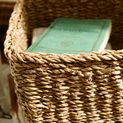 Handwoven Natural Seagrass Storage Baskets – Set of 3 Square Baskets