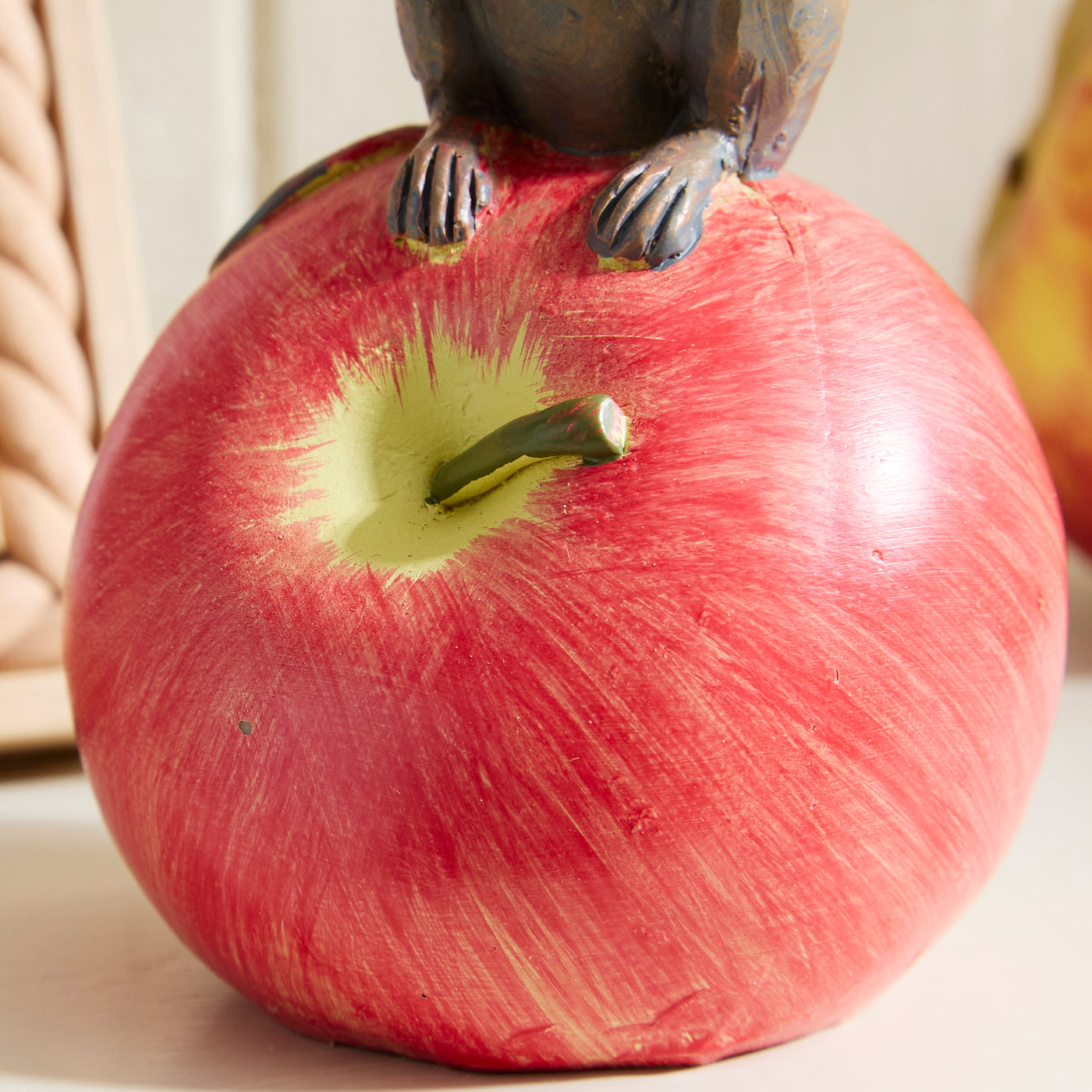 Mouse on Apple Ornament – Rustic Country-Style Decor
