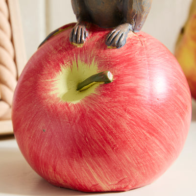 Mouse on Apple Ornament – Rustic Country-Style Decor