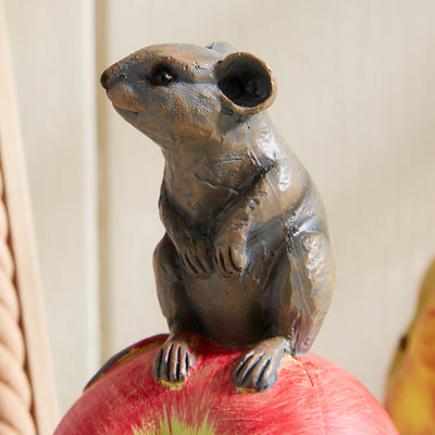 Mouse on Apple Ornament – Rustic Country-Style Decor