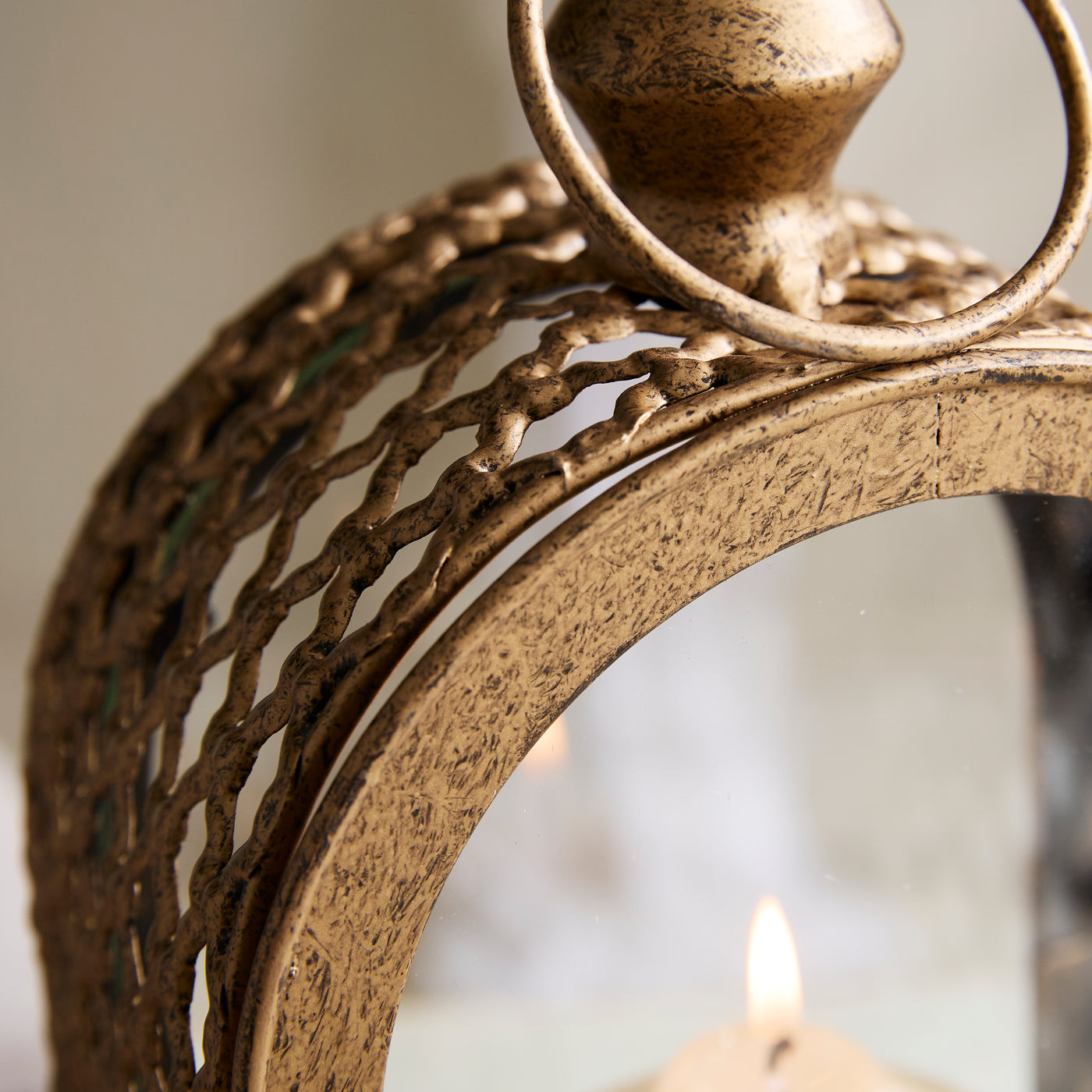 Vintage Gold Lantern & Candle Holder  – Sold individually or as a set.