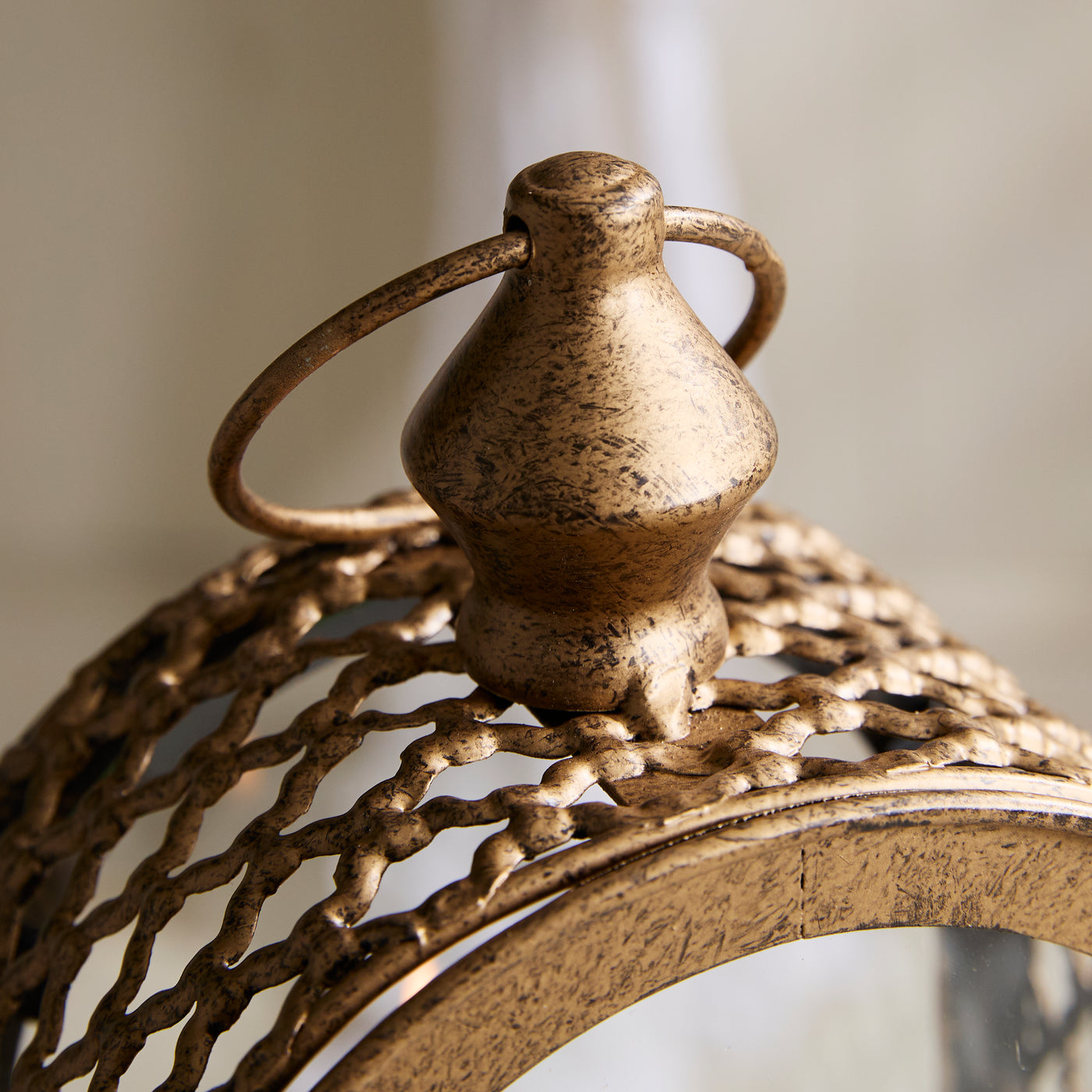 Vintage Gold Lantern & Candle Holder  – Sold individually or as a set.