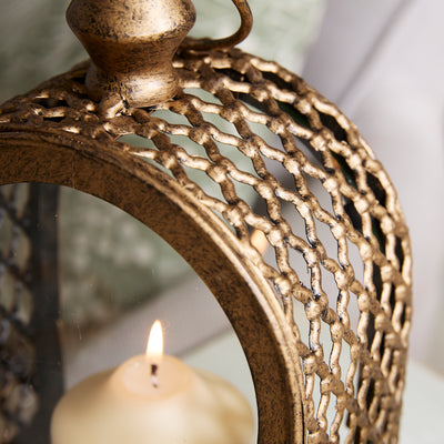 Vintage Gold Lantern & Candle Holder  – Sold individually or as a set.