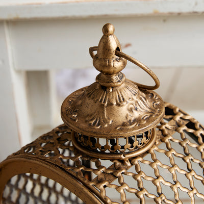 Vintage Gold Lantern & Candle Holder  – Sold individually or as a set.