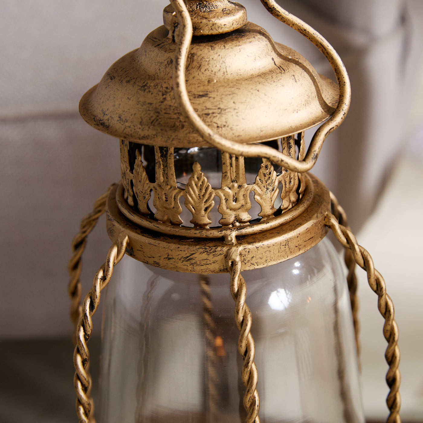 Vintage Gold Lantern & Candle Holder  – Sold individually or as a set.