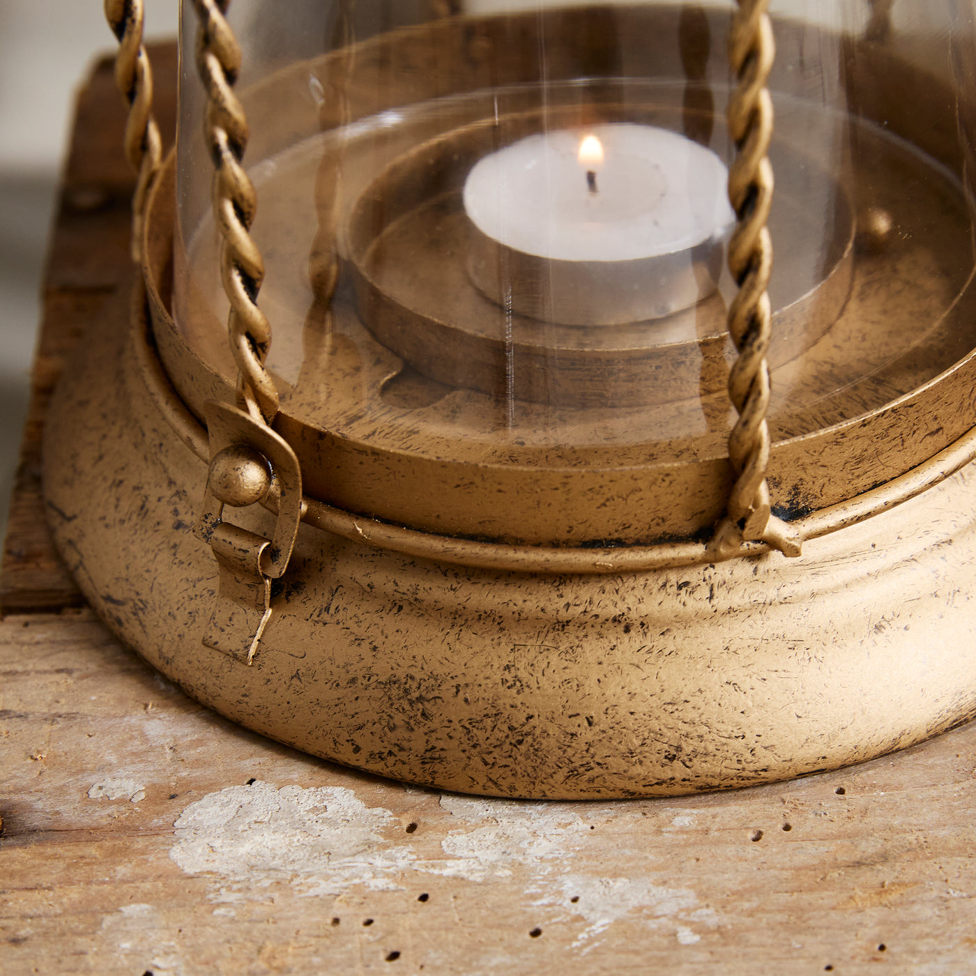 Vintage Gold Lantern & Candle Holder  – Sold individually or as a set.