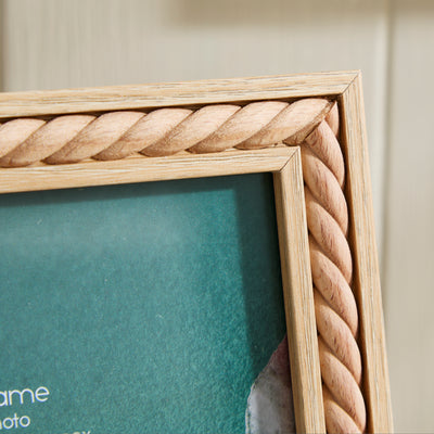 Natural Wood Photo Frame with Carved Border Design – Available in Two Sizes