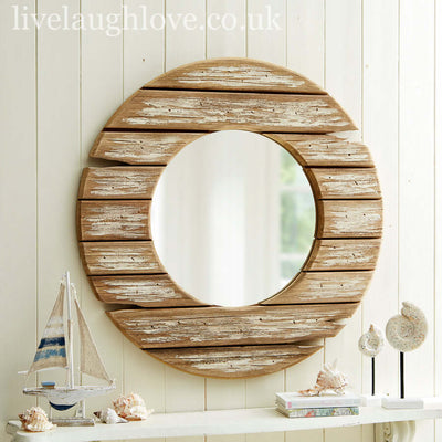 Rustic Round Driftwood Wall Mirror