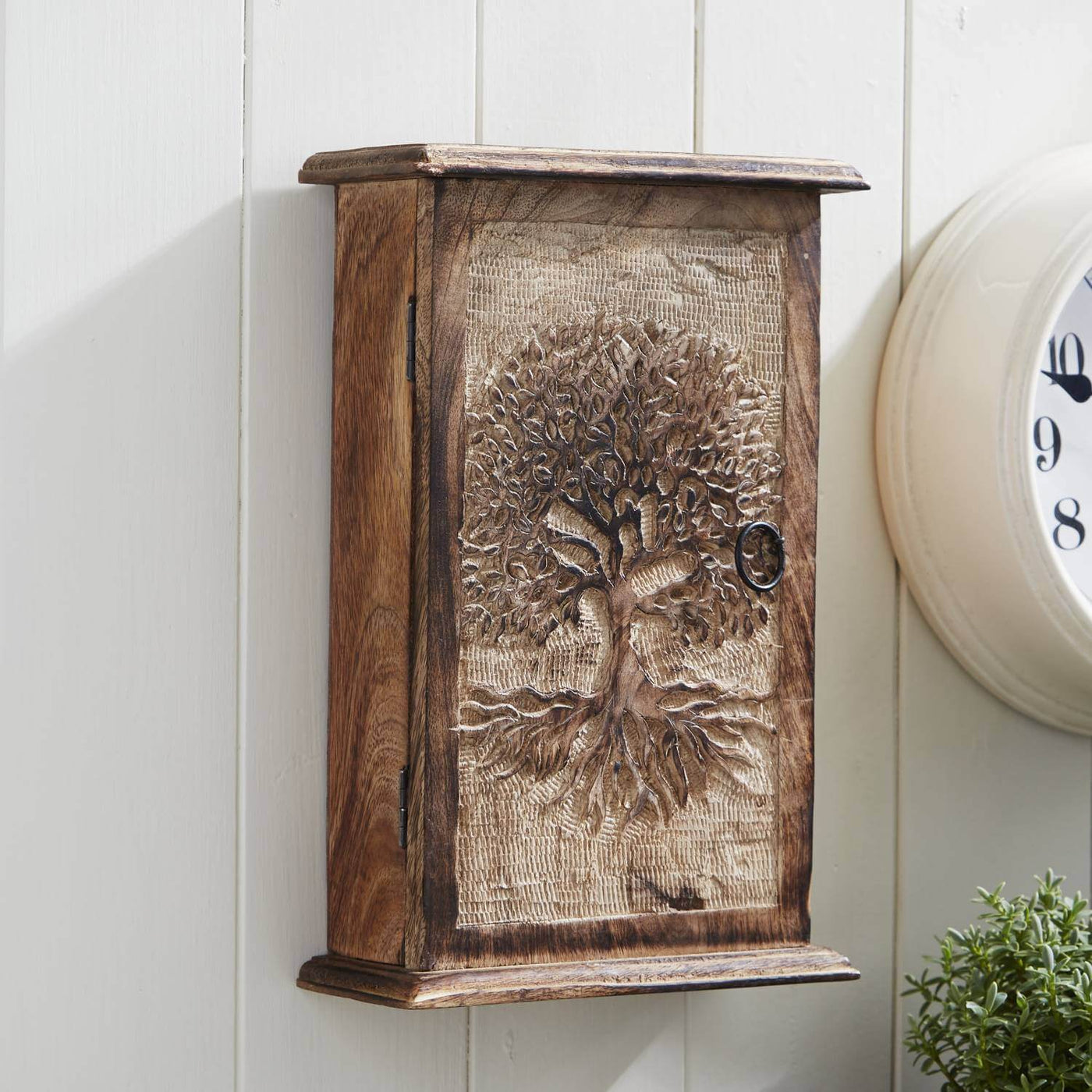 Tree Of Life Carved Wooden Key Box