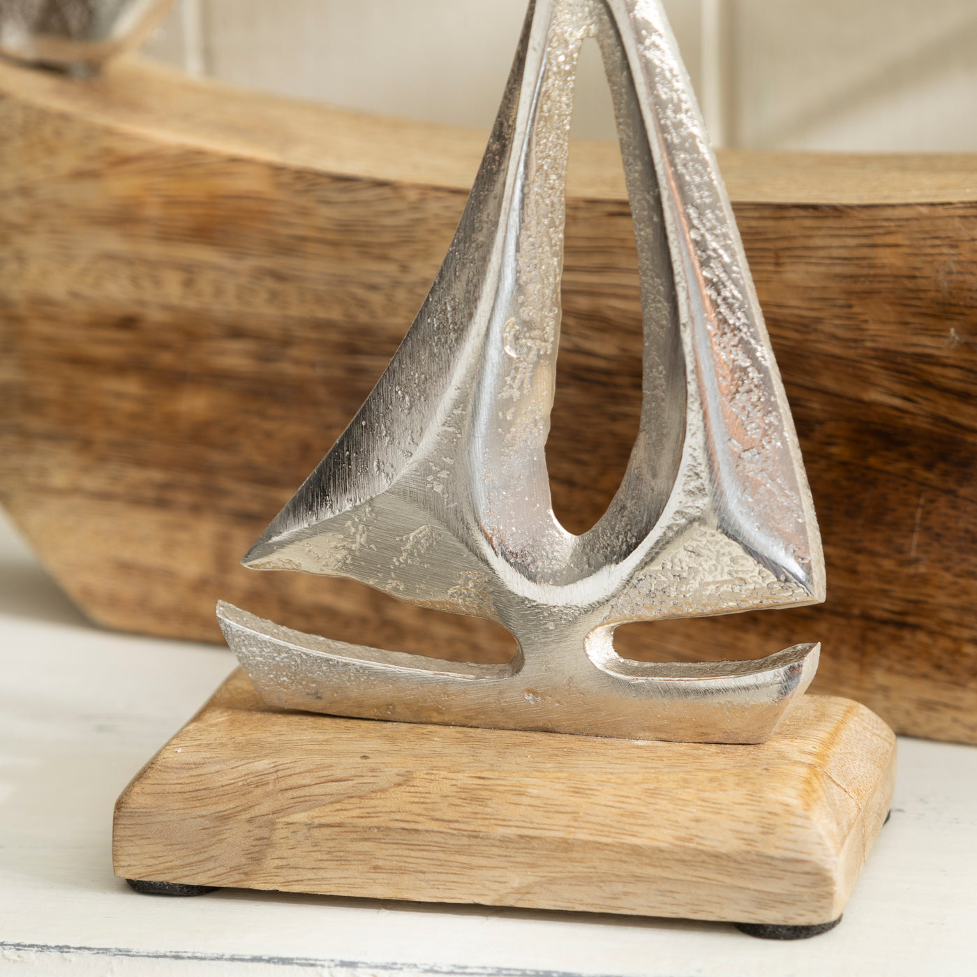 Metal and Wood Nautical Rustic Sailboat Sculpture