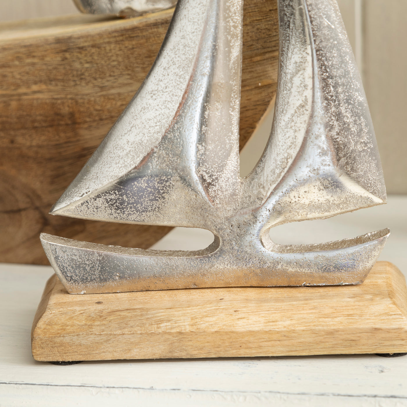 Metal and Wood Nautical Rustic Sailboat Sculpture