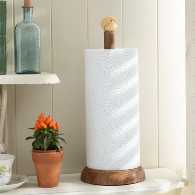 Rustic Wooden Paper Towel Holder with Decorative Top