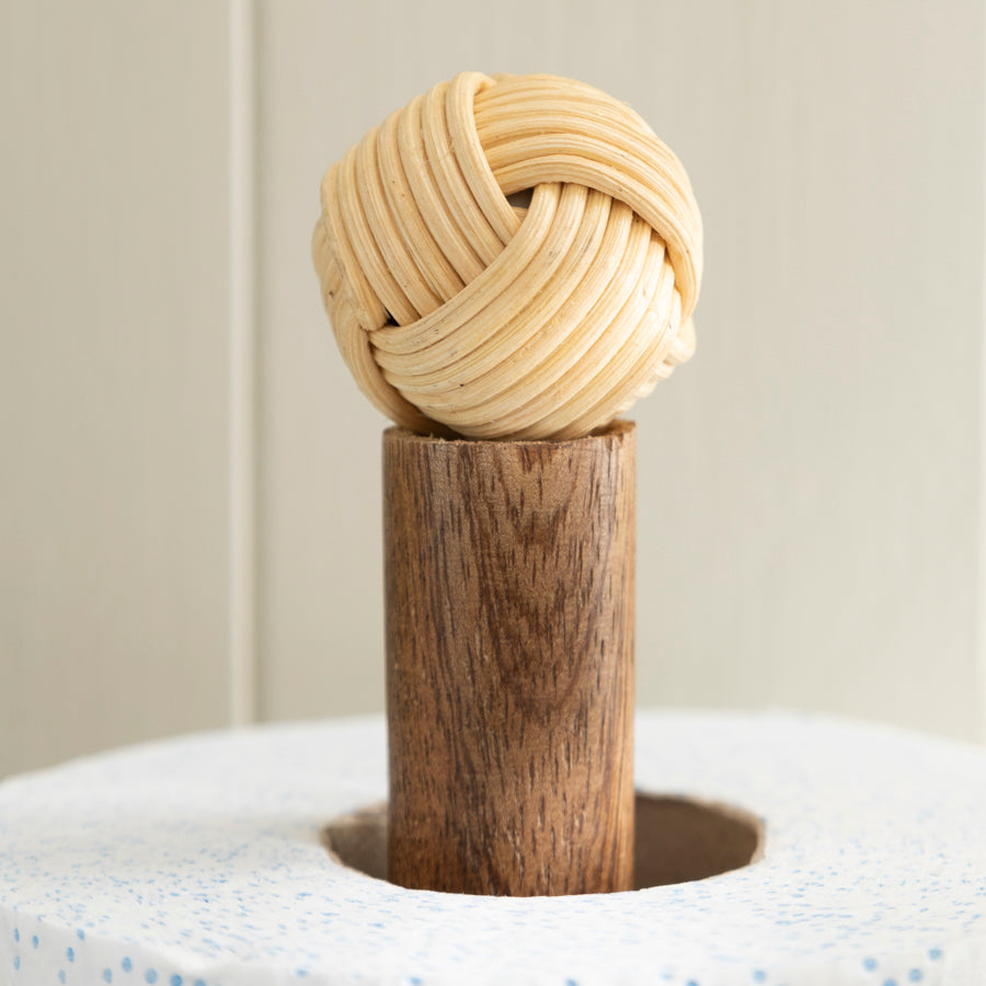 Rustic Wooden Paper Towel Holder with Decorative Top