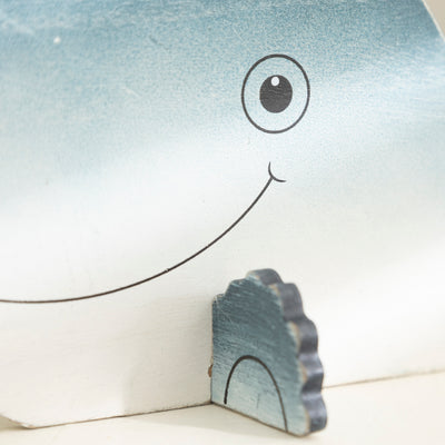 Cute Nautical Wooden Whale Shelf Sitter