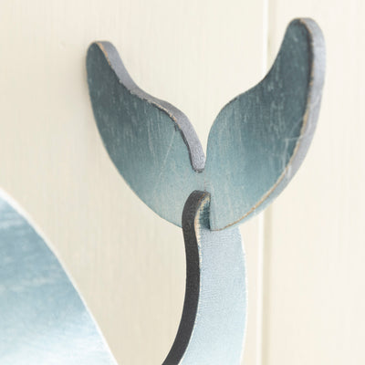 Cute Nautical Wooden Whale Shelf Sitter