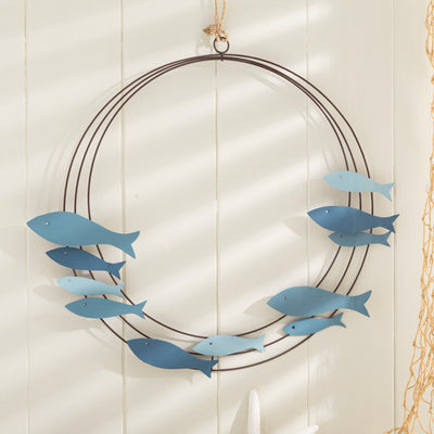 Nautical Fish Wreath Wall Decor – Coastal-Inspired Hanging Decoration