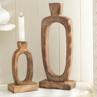 Rustic Wooden Open Framed Candle Holder