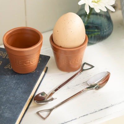Egg Cup Set with Shovel Spoons - 4-Piece Rustic Breakfast Set