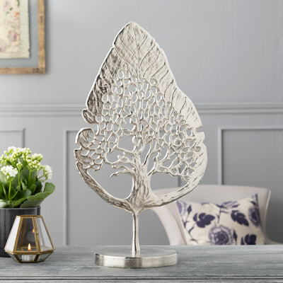 Metal Tree of Life Leaf Sculpture - Elegant Decorative Accent Piece