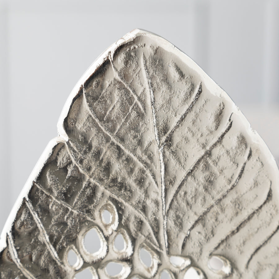 Metal Tree of Life Leaf Sculpture - Elegant Decorative Accent Piece