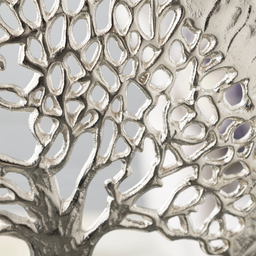 Metal Tree of Life Leaf Sculpture - Elegant Decorative Accent Piece