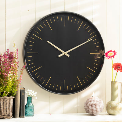 Minimalist Black Wall Clock with Gold Accents ***Second***