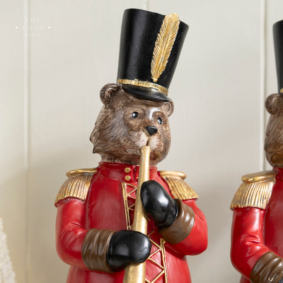 Christmas Bear Band Figurines - Musical Bear Soldiers