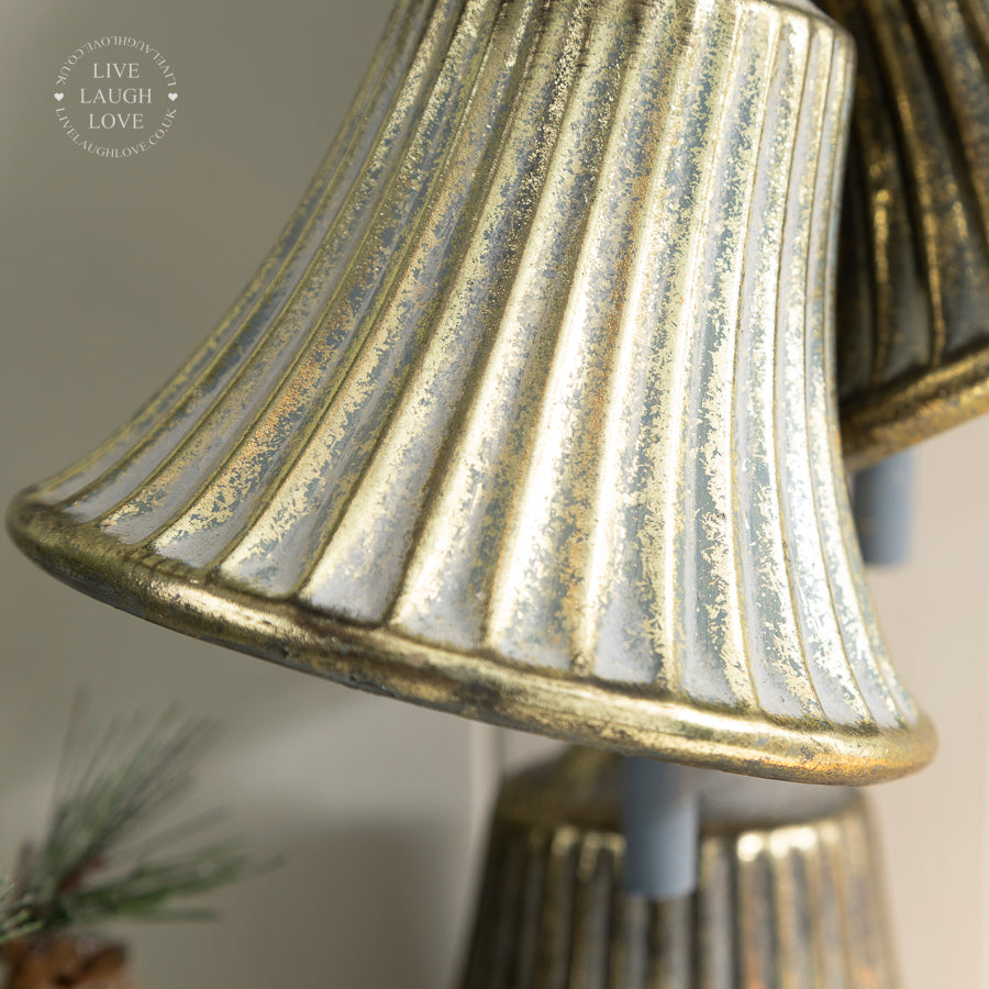 Vintage Christmas Bell Garland - 5 Metal Bells on Jute Rope