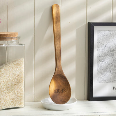 Wooden Spoon with Ceramic Rest - Elegant Kitchen Utensil Set